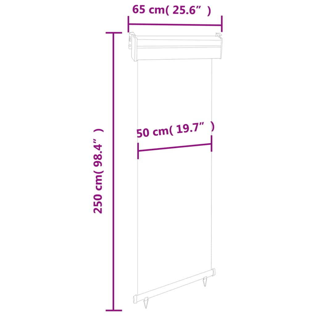 vidaXL Toldo lateral de balcón gris 65x250 cm