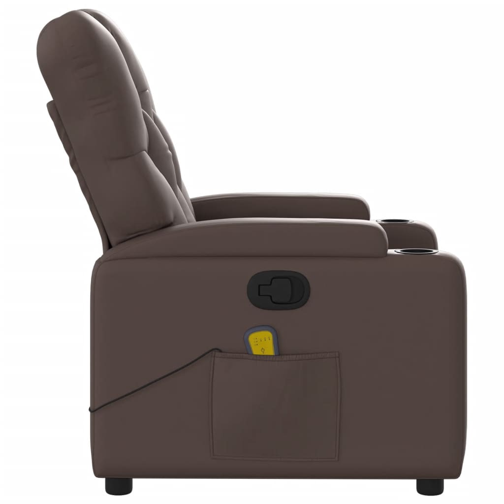 vidaXL Sillón de masaje reclinable cuero sintético marrón