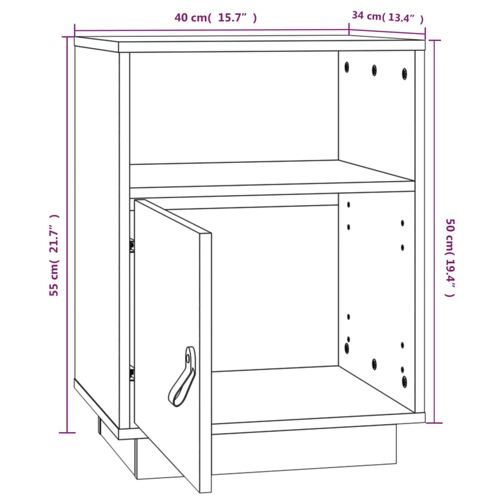 vidaXL Mesitas de noche 2 uds madera de pino marrón miel 40x34x55 cm