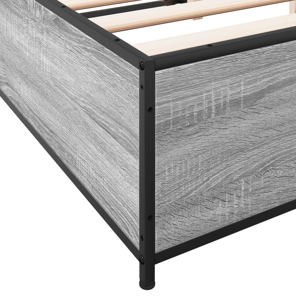 vidaXL Estructura cama madera ingeniería metal gris Sonoma 140x200 cm