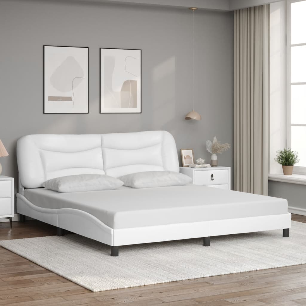 vidaXL Estructura de cama sin colchón cuero sintético blanco 180x200cm