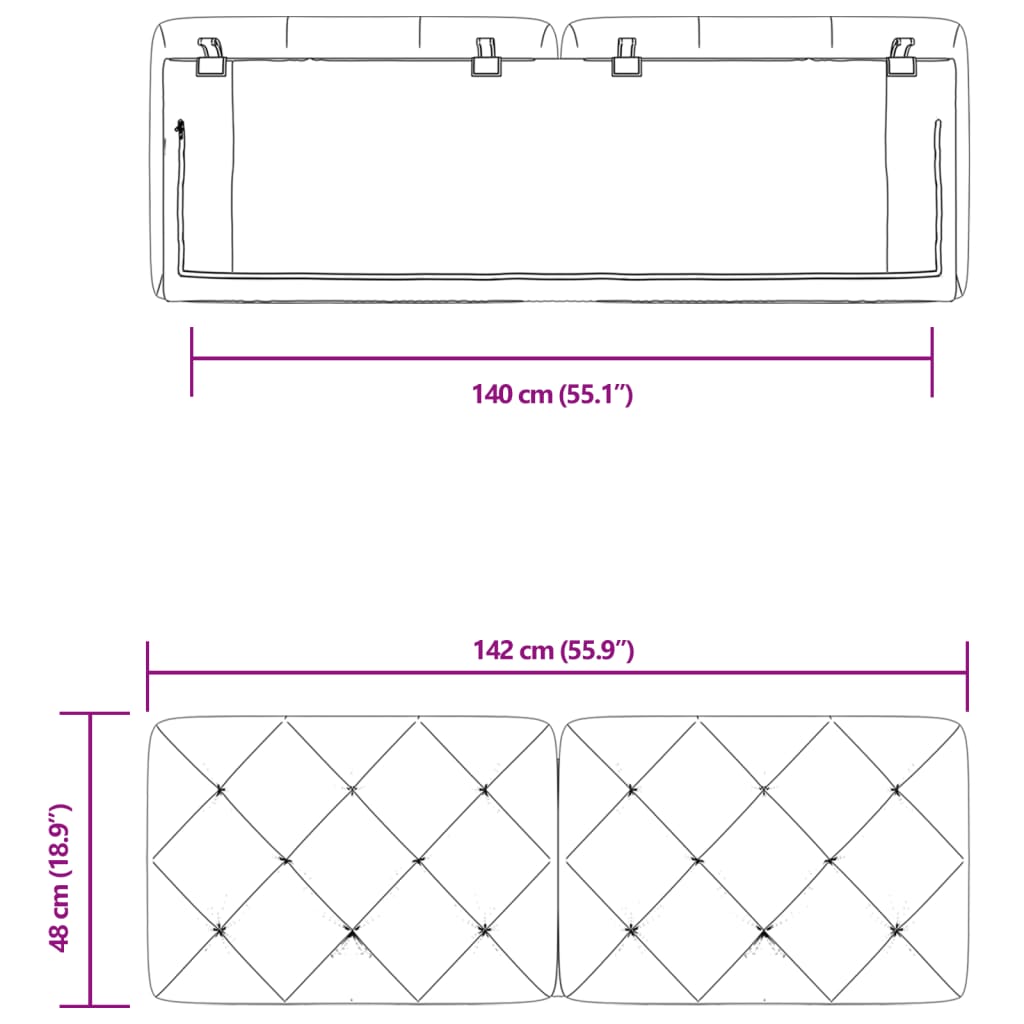 vidaXL Cabecero de cama acolchado terciopelo gris oscuro 140 cm