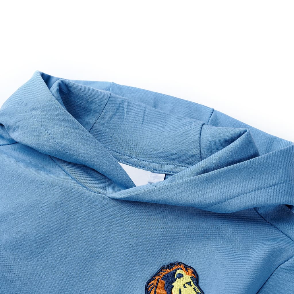 Sudadera infantil con capucha azul y amarillo suave 140