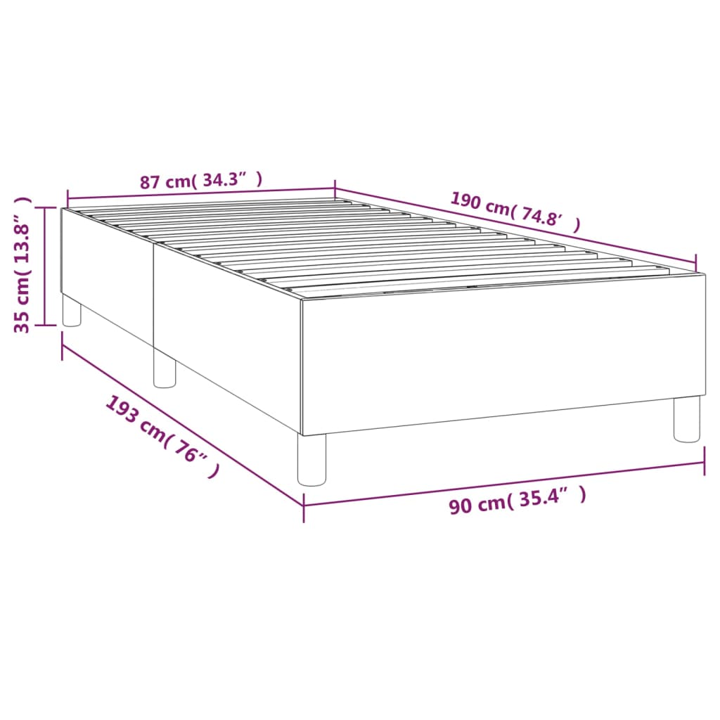 vidaXL Estructura de cama de terciopelo azul 90x190 cm