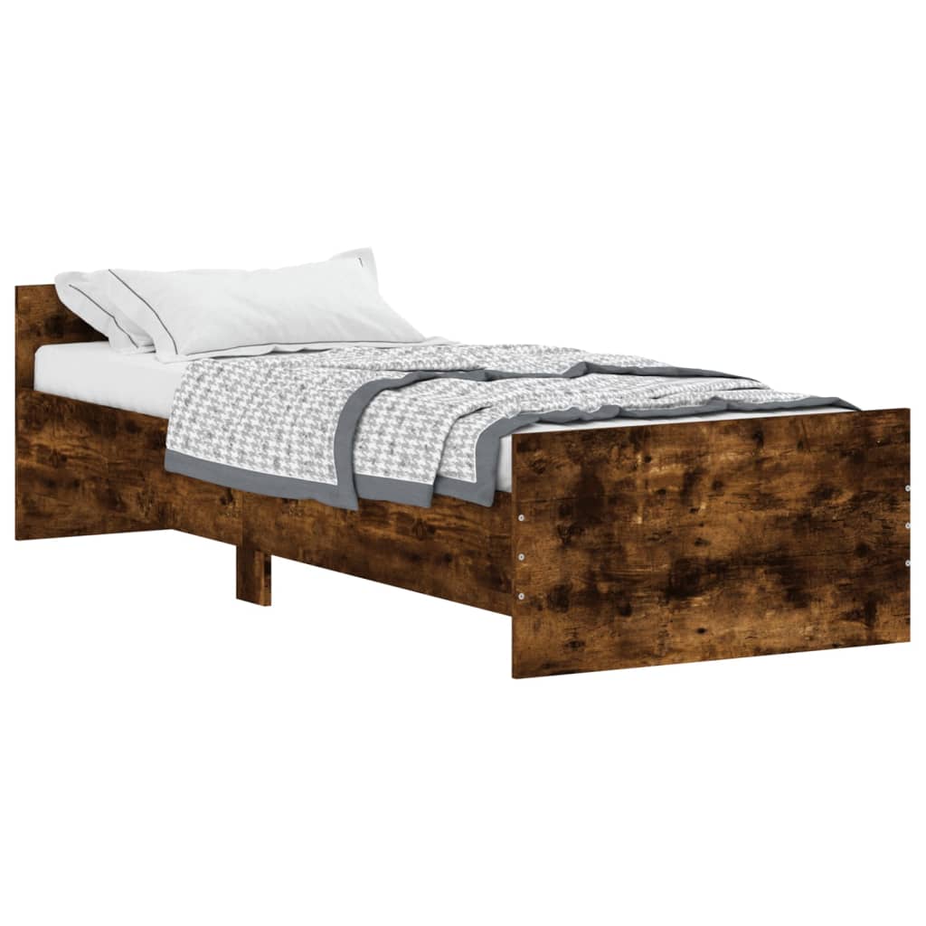 vidaXL Estructura cama sin colchón madera roble ahumado 75x190 cm