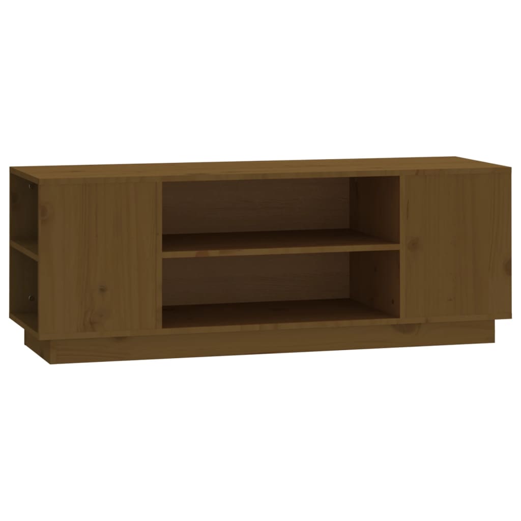 vidaXL Mueble de TV madera maciza de pino marrón miel 110x35x40,5 cm