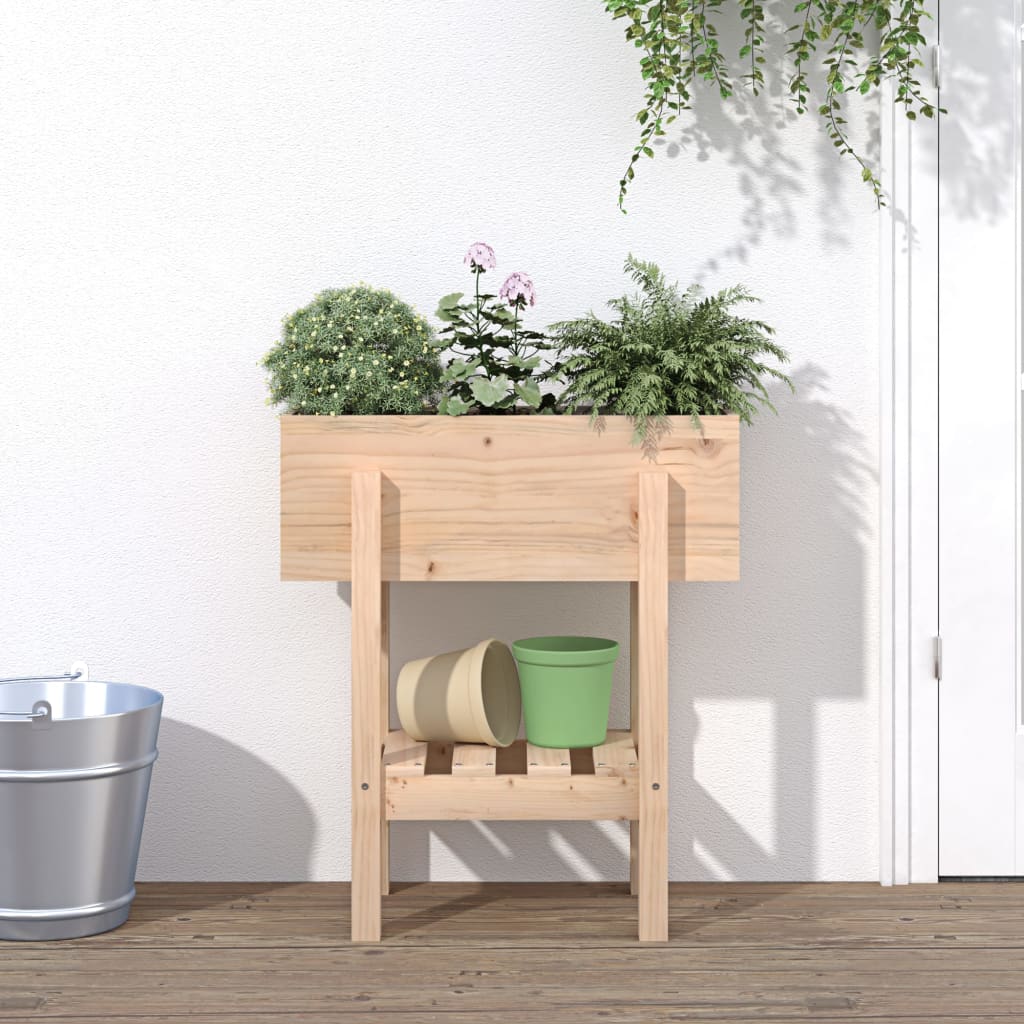 vidaXL Jardinera madera maciza de pino 62x30x69 cm