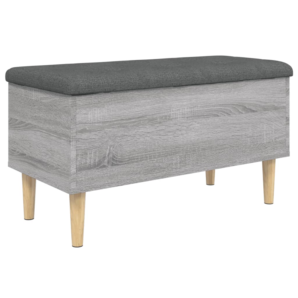 vidaXL Banco con almacenaje madera ingeniería gris Sonoma 82x42x46 cm