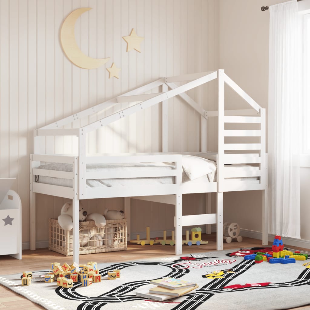 vidaXL Techo de cama infantil madera maciza pino blanco 188x82x113 cm