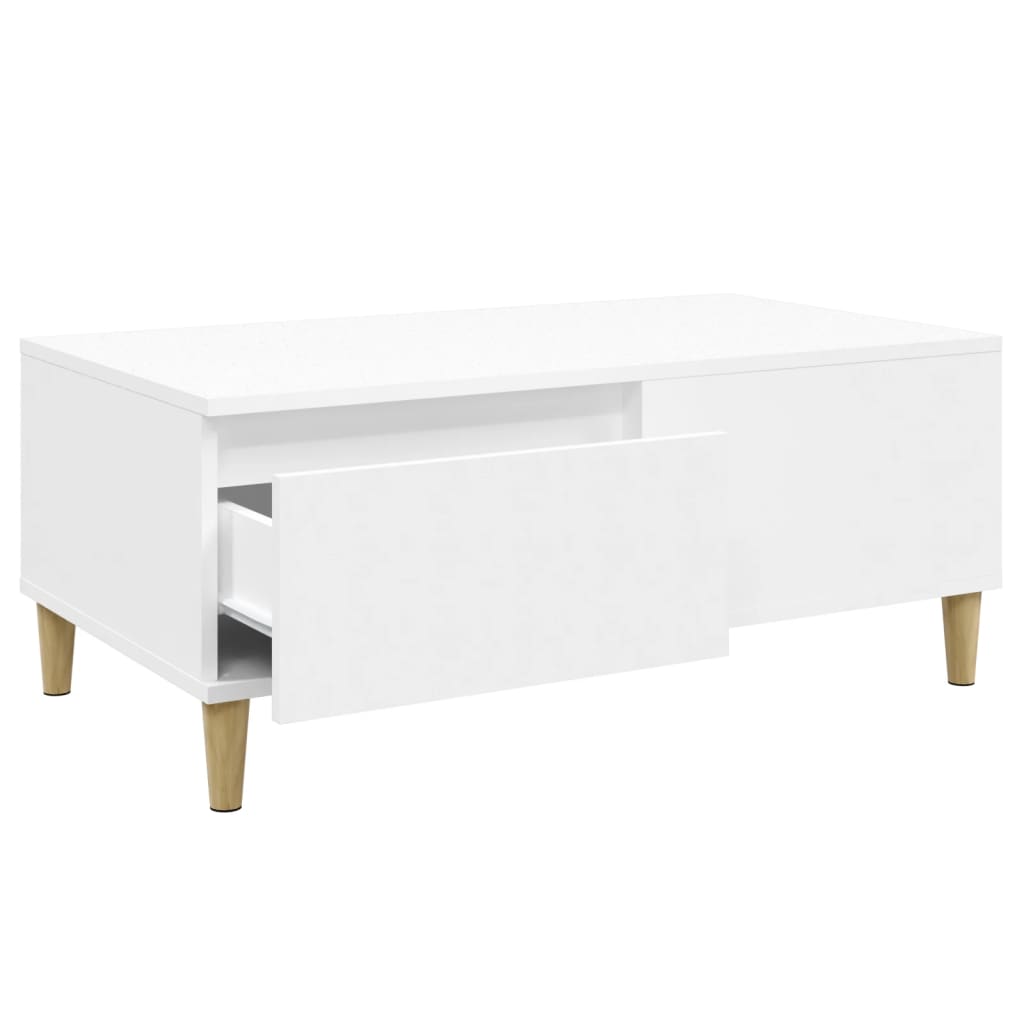 vidaXL Mesa de centro madera contrachapada blanco 90x50x36,5 cm