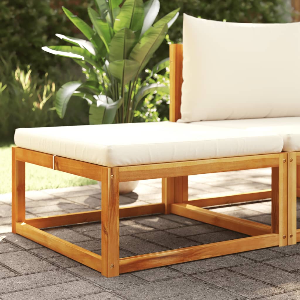 vidaXL Taburete de jardín con cojín madera maciza acacia 65x65x29 cm