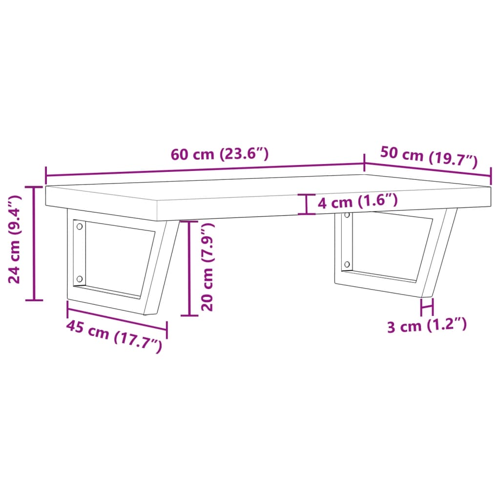 vidaXL Estante de lavabo de pared acero y madera maciza de acacia