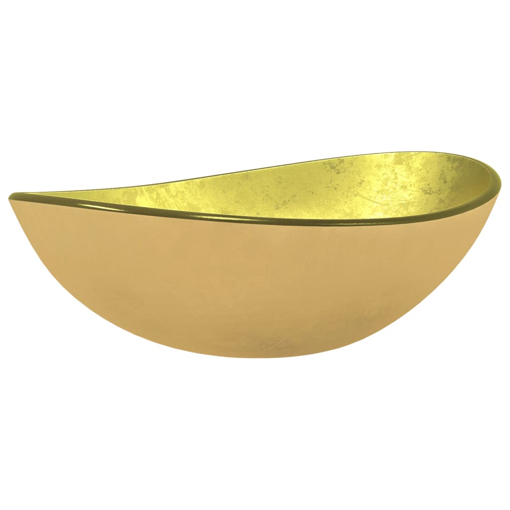 vidaXL Lavabo de vidrio templado dorado 54,5x35x15,5 cm