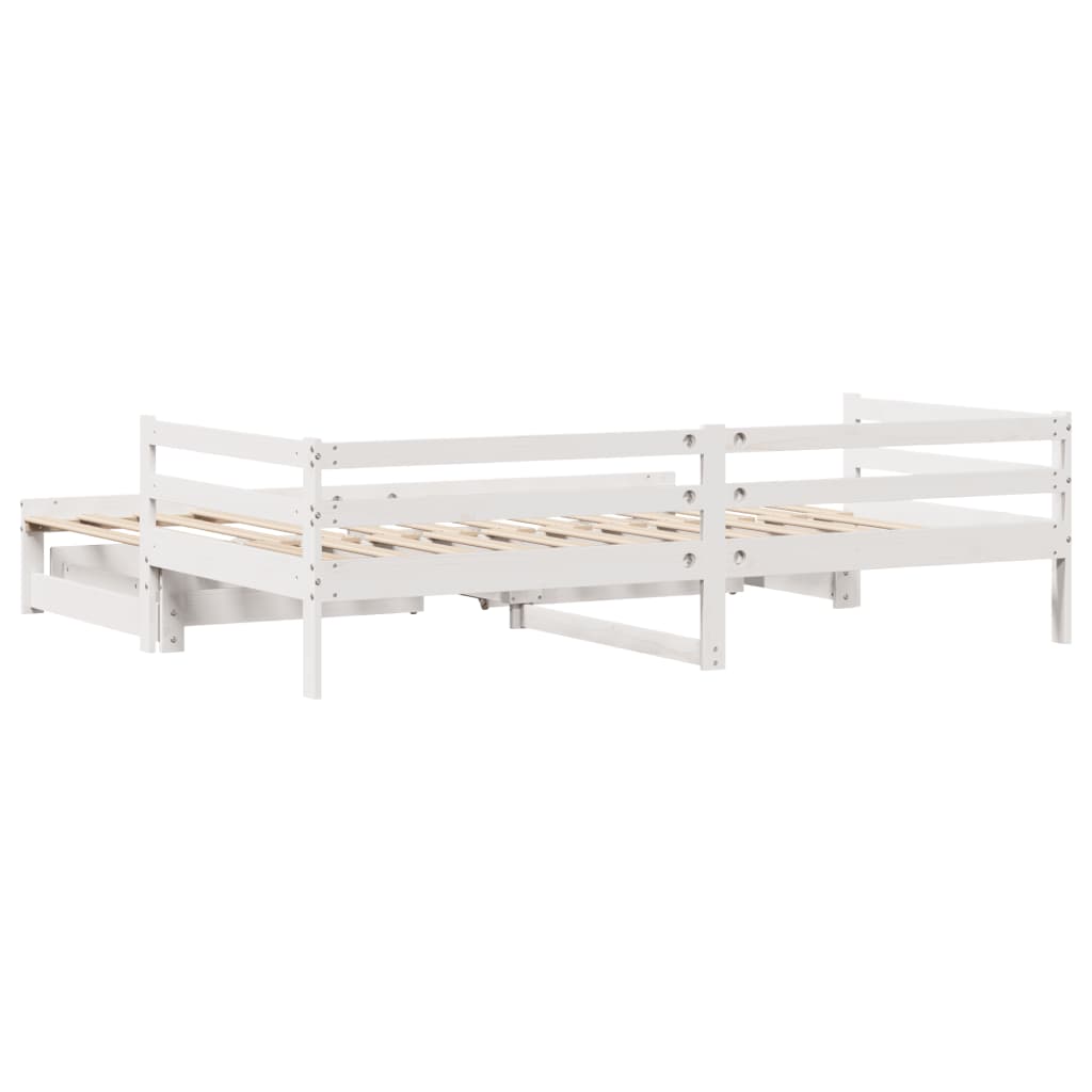 vidaXL Sofá cama nido con cajones madera maciza pino blanca 80x200 cm