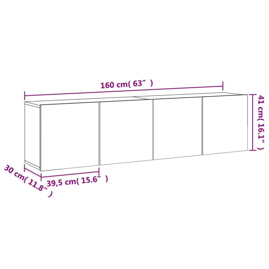 vidaXL Muebles para TV de pared 2 unidades gris hormigón 80x30x41 cm