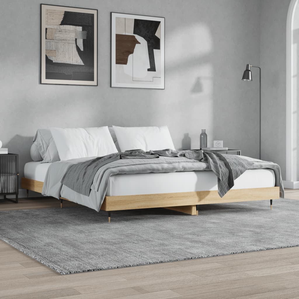 vidaXL Estructura de cama madera de ingeniería roble Sonoma 200x200 cm