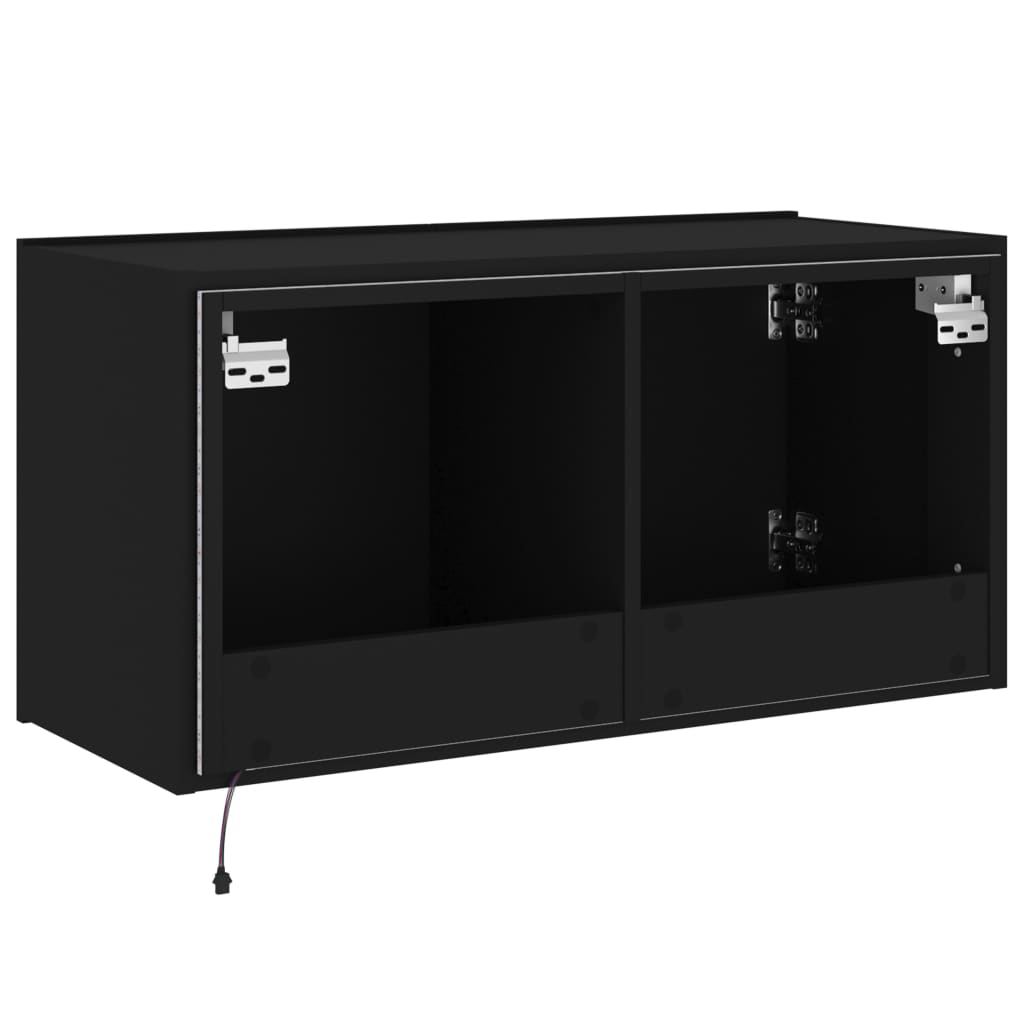 vidaXL Mueble de TV de pared con luces LED negro 80x35x41 cm