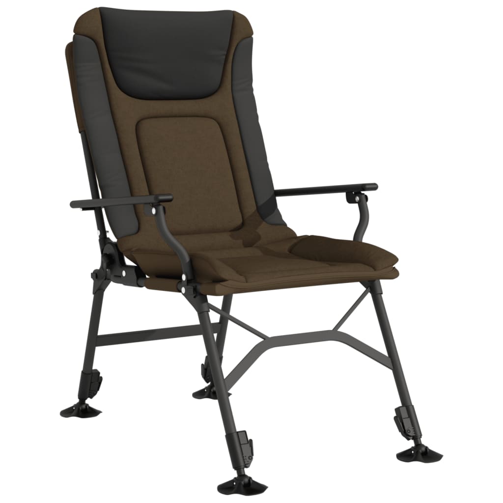 vidaXL Silla de pesca con reposabrazos plegable taupe