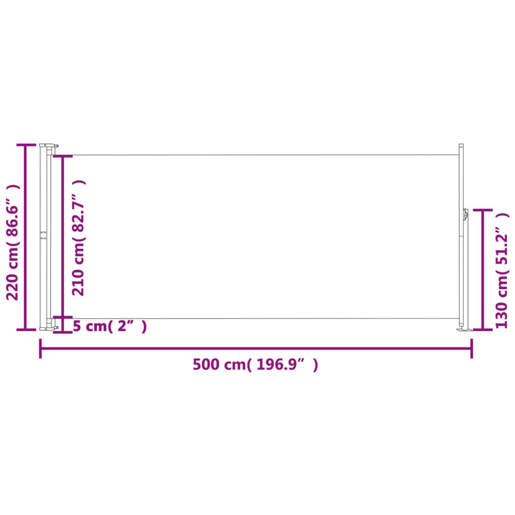 vidaXL Toldo lateral retráctil para patio crema 220x500 cm