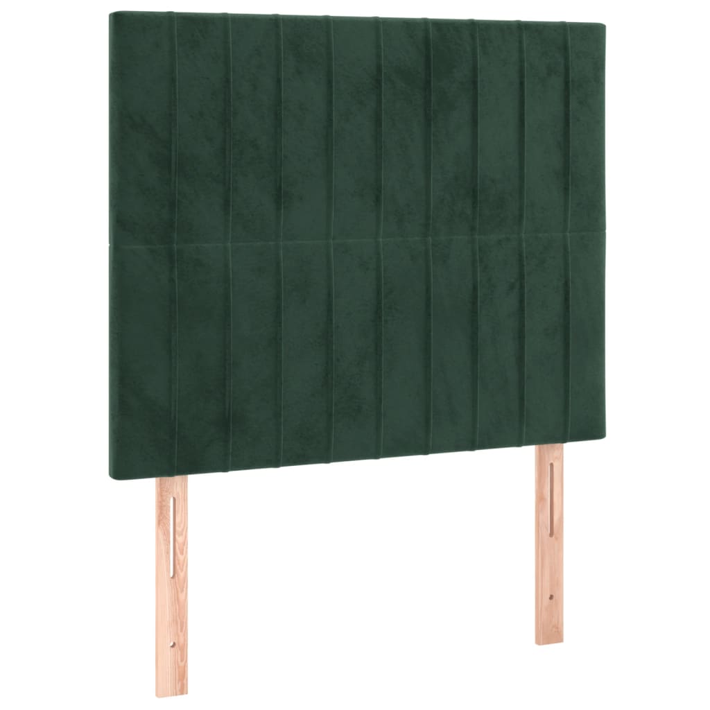 vidaXL Cama box spring colchón y LED terciopelo verde oscuro 90x190 cm