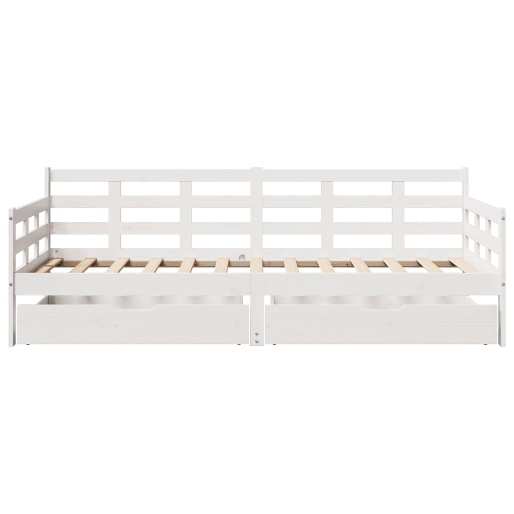 vidaXL Sofá cama con cajones madera maciza de pino blanca 80x200 cm