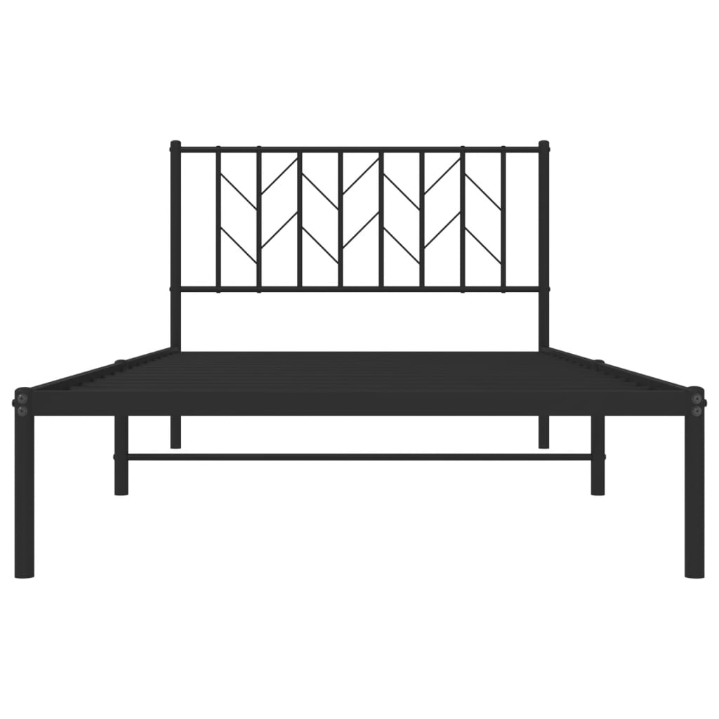 vidaXL Estructura de cama con cabecero metal negro 107x203 cm