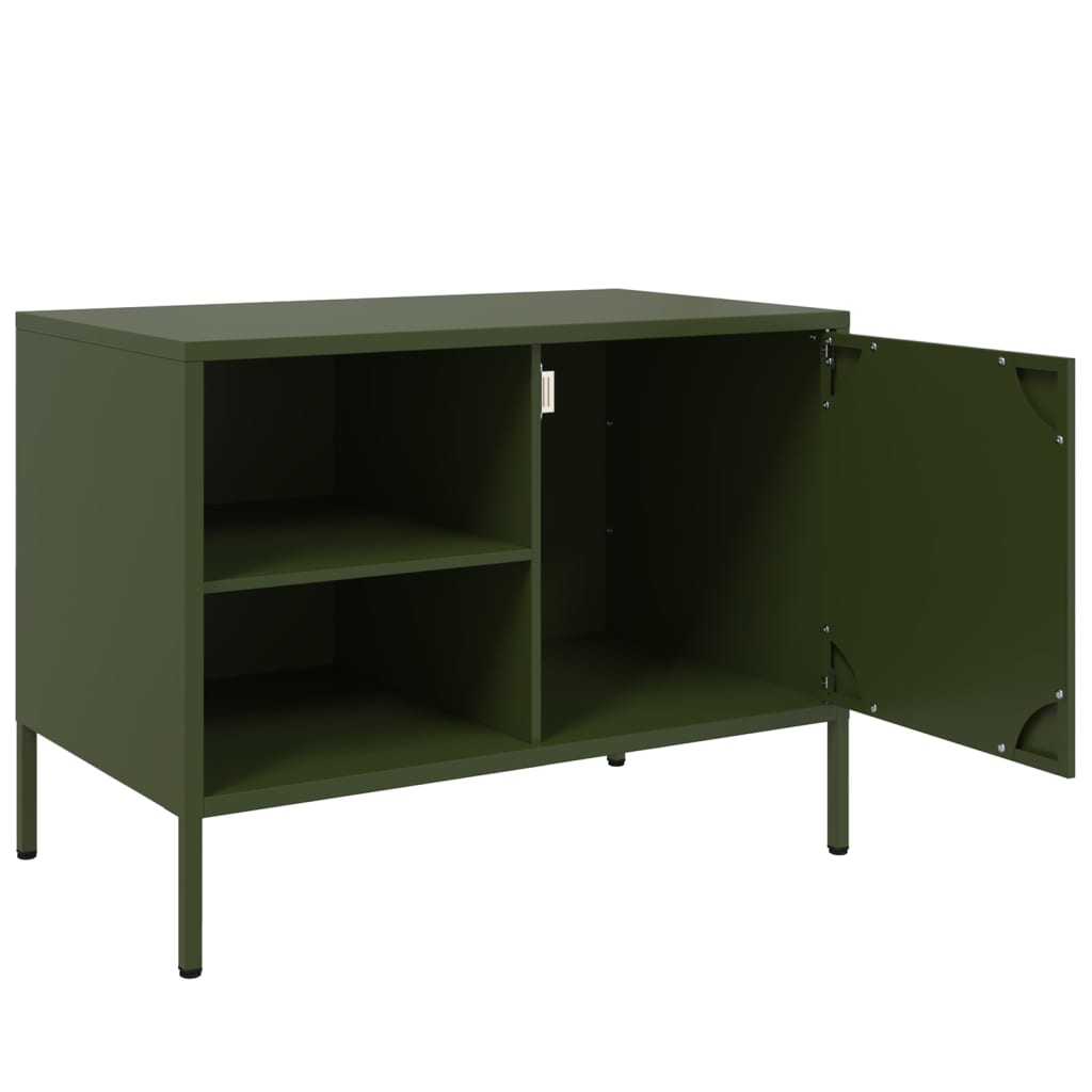 vidaXL Mueble de TV de acero verde oliva 68x39x50,5 cm