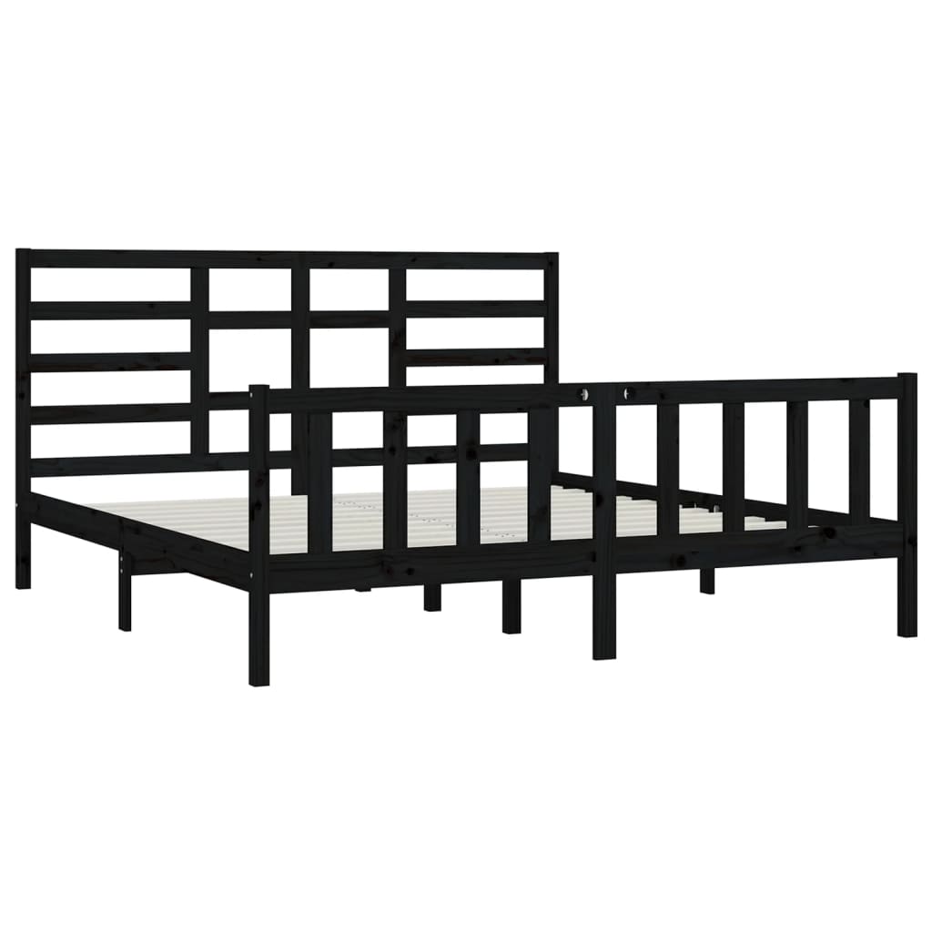 vidaXL Estructura de cama de madera maciza de pino negra 200x200 cm