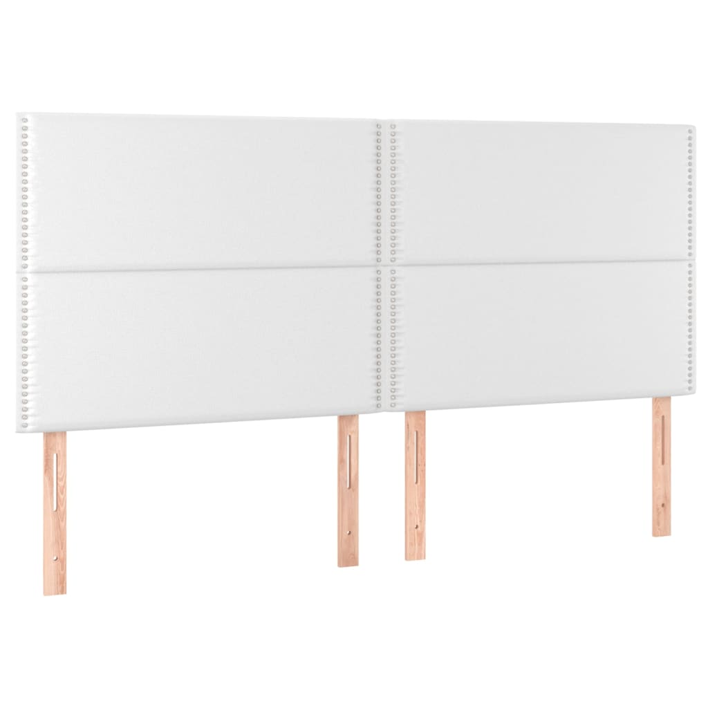 vidaXL Cama box spring colchón y LED cuero sintético blanco 180x200 cm