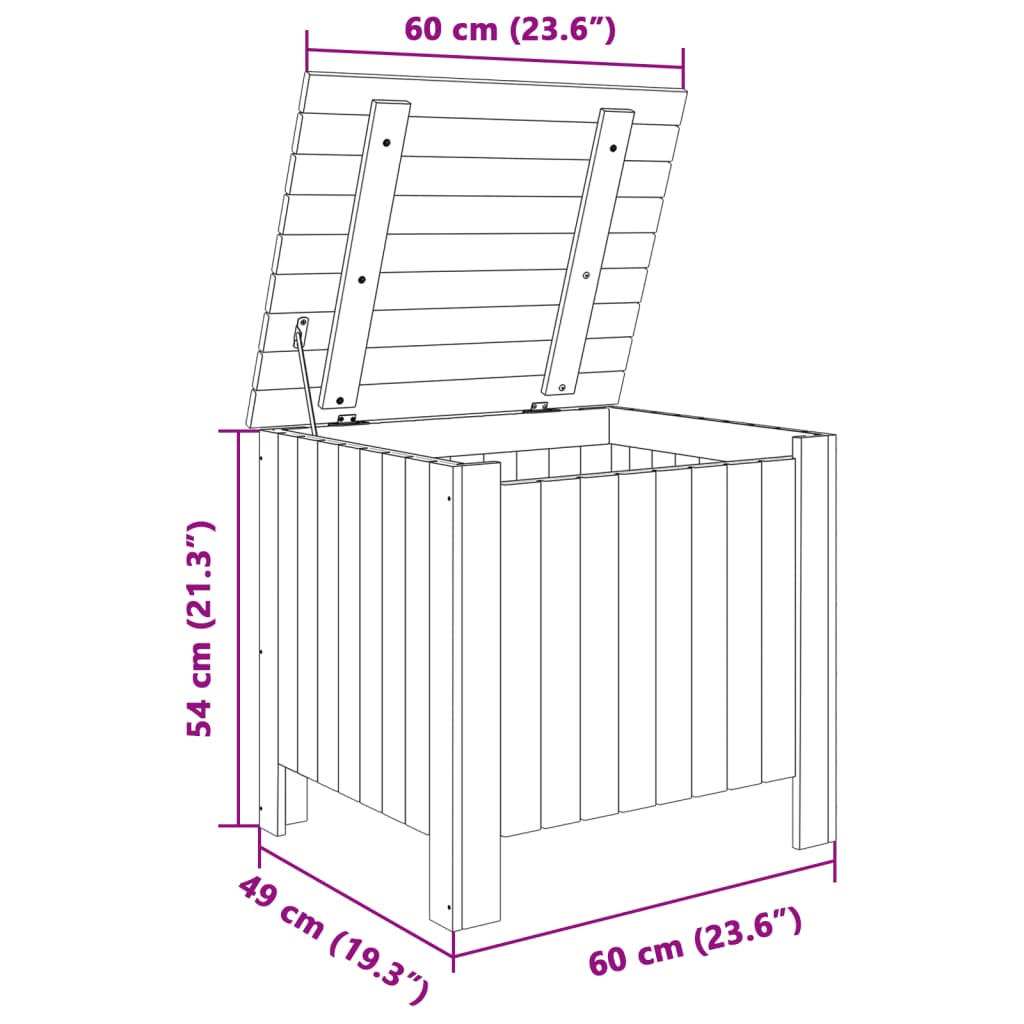 vidaXL Caja de almacenaje con tapa RANA madera maciza pino 60x49x54 cm