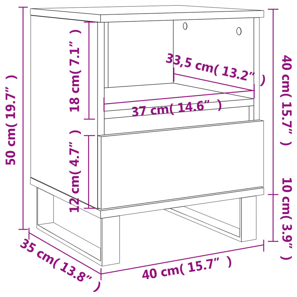 vidaXL Mesitas de noche 2 uds madera de ingeniería blanco 40x35x50 cm