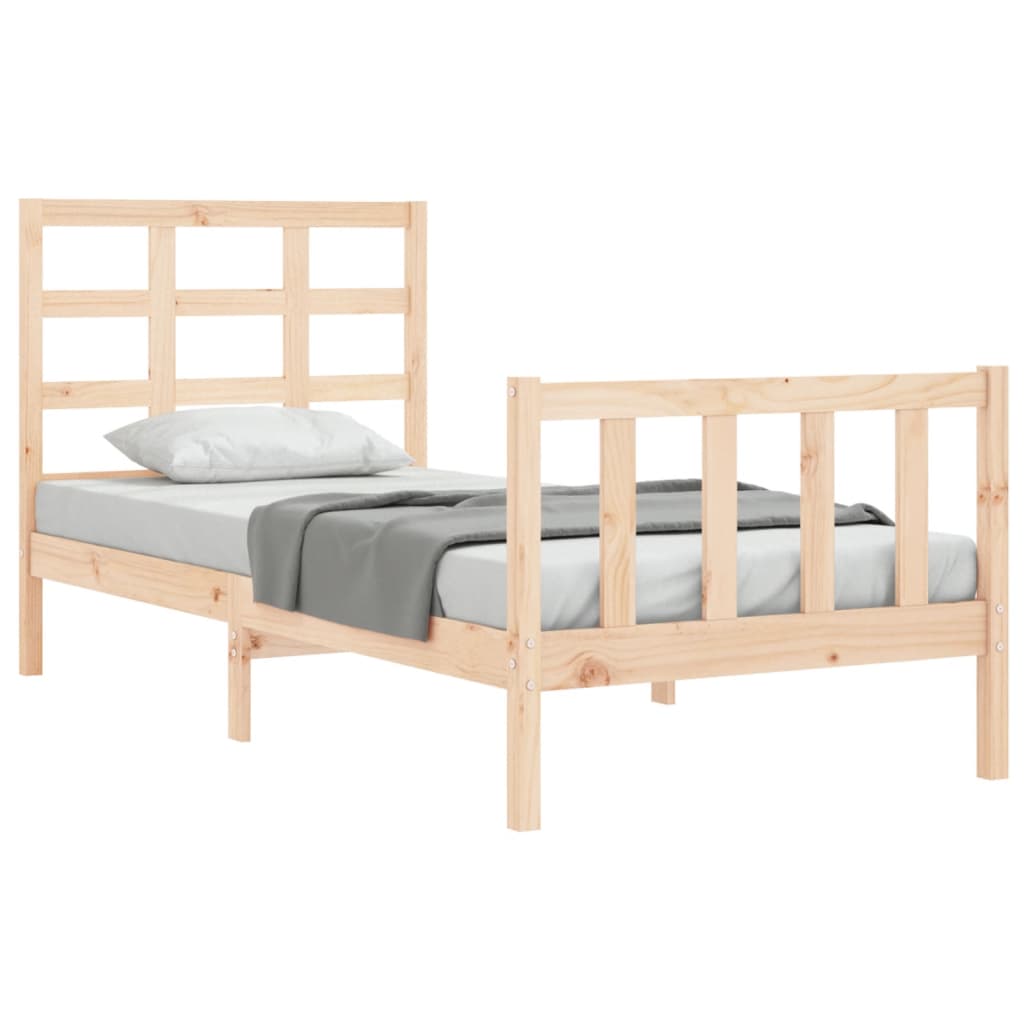 vidaXL Estructura de cama con cabecero madera maciza 90x200 cm