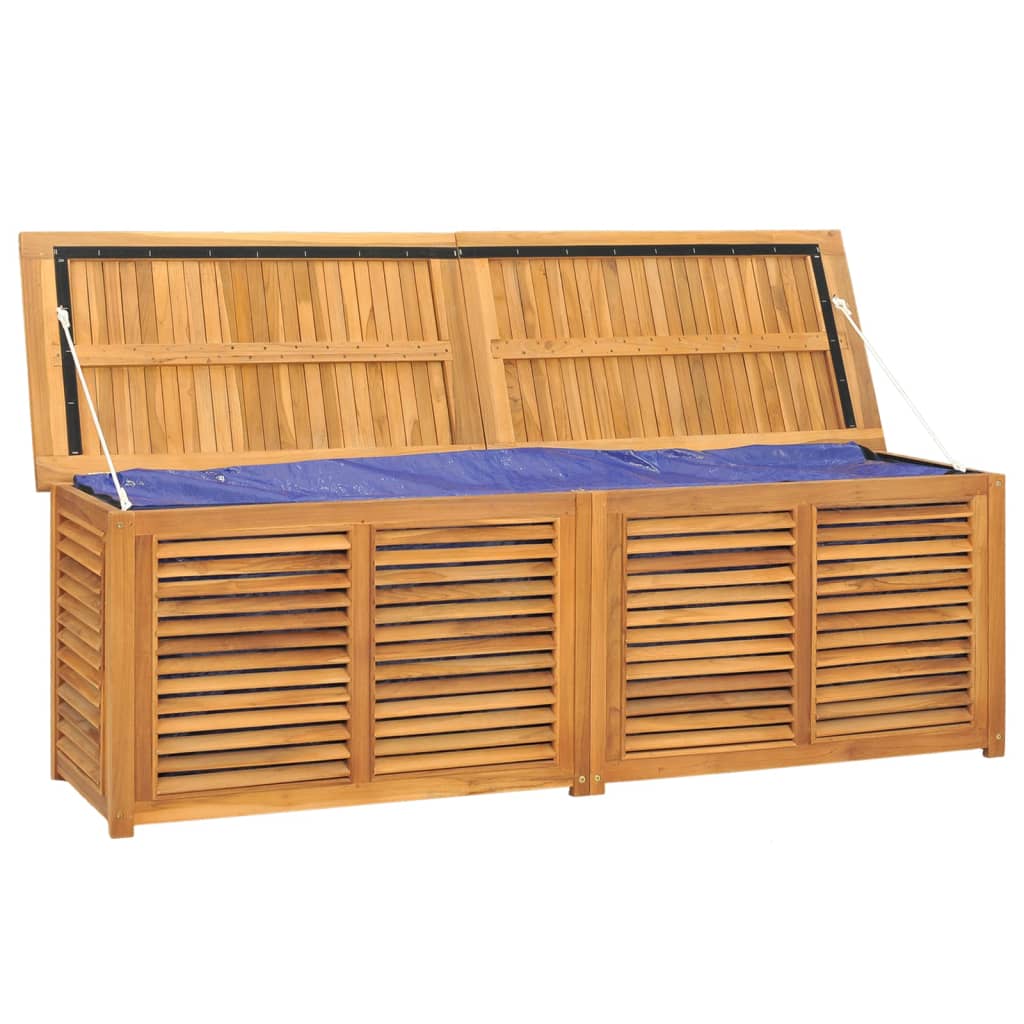 vidaXL Caja de almacenaje de jardín con bolsa teca maciza 175x50x53 cm