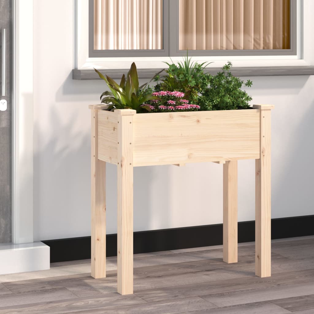 vidaXL Jardinera con forro interior madera maciza de abeto 71x37x76 cm