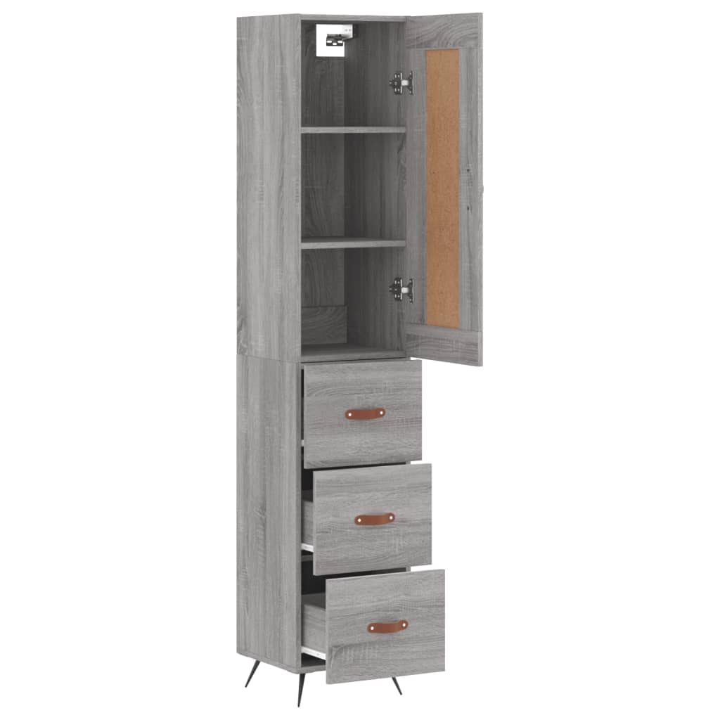 vidaXL Aparador alto madera contrachapada gris Sonoma 34,5x34x180 cm