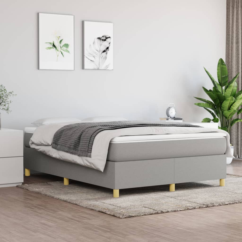 vidaXL Cama box spring con colchón tela gris claro 140x190 cm