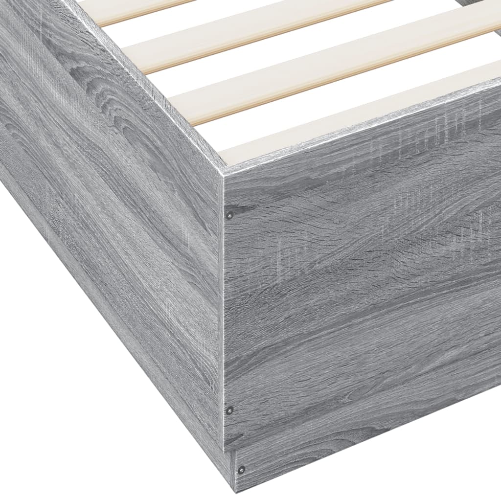 vidaXL Estructura cama con luces LED madera gris Sonoma 100x200 cm