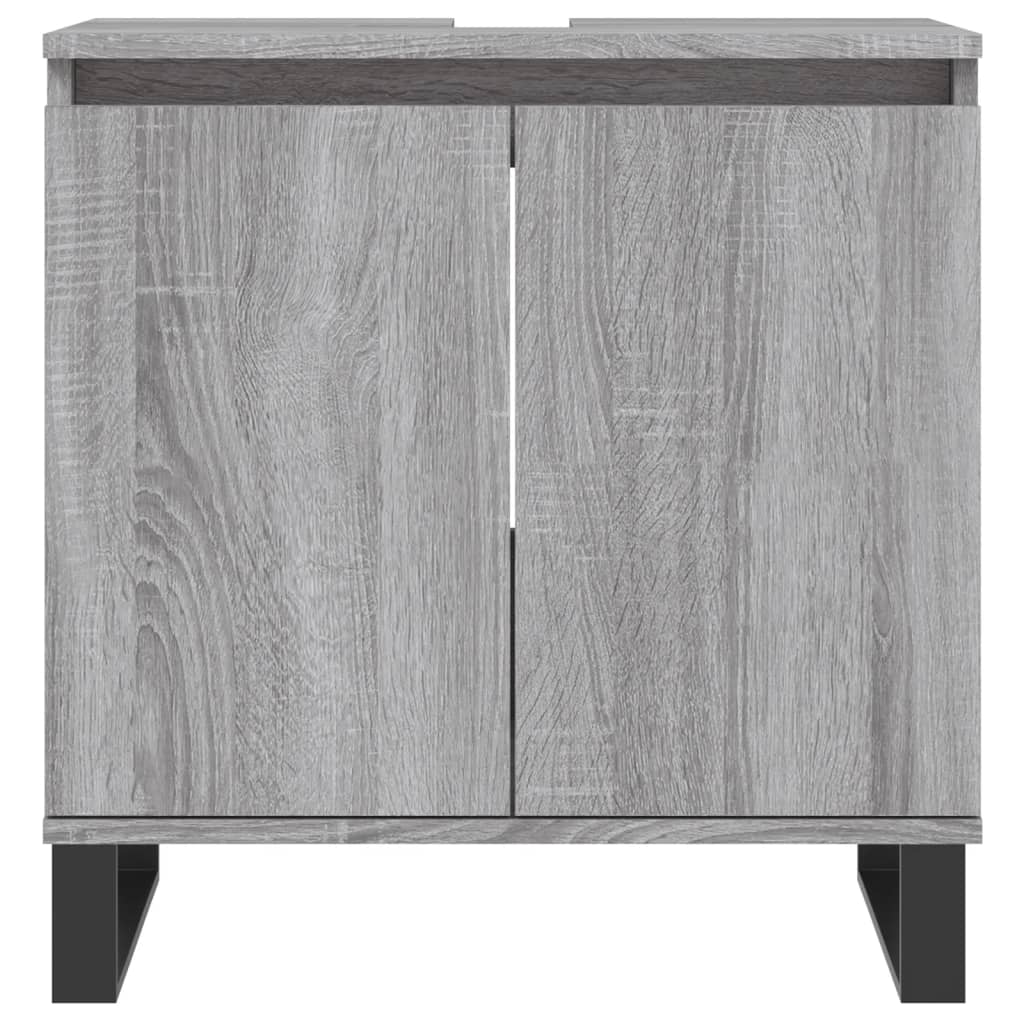 vidaXL Set de muebles de baño 3 pzas madera contrachapada gris sonoma