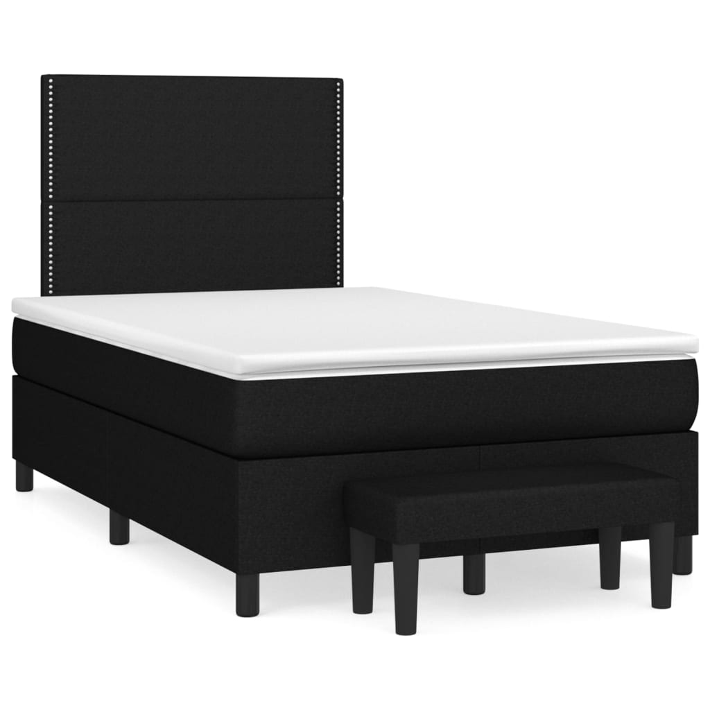 vidaXL Cama box spring con colchón tela negro 120x200 cm