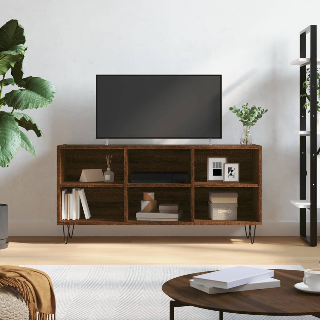 vidaXL Mueble de TV madera de ingeniería marrón roble 103,5x30x50 cm