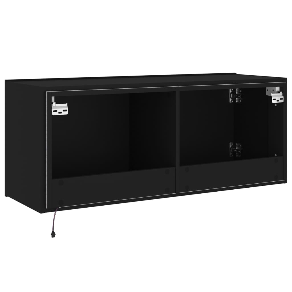 vidaXL Mueble de TV de pared con luces LED negro 100x35x41 cm