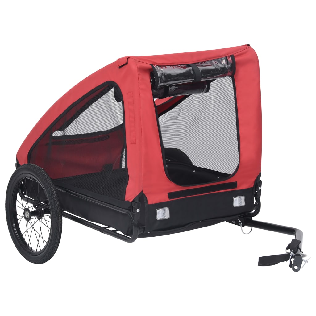 vidaXL Remolque de bicicleta para mascotas rojo y negro