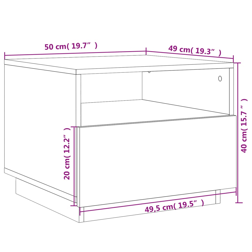 vidaXL Mesa de centro con luces LED blanco 50x49x40 cm