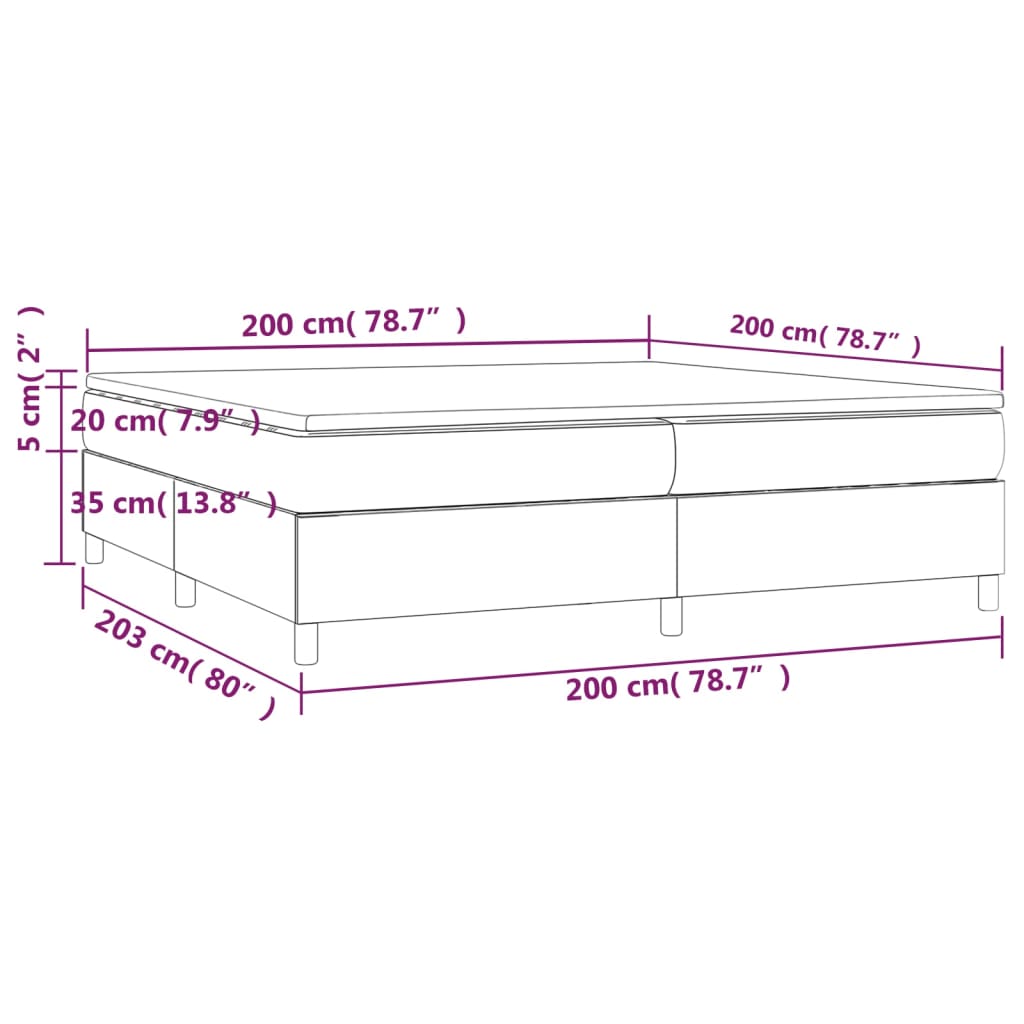 vidaXL Cama box spring con colchón tela color crema 200x200 cm