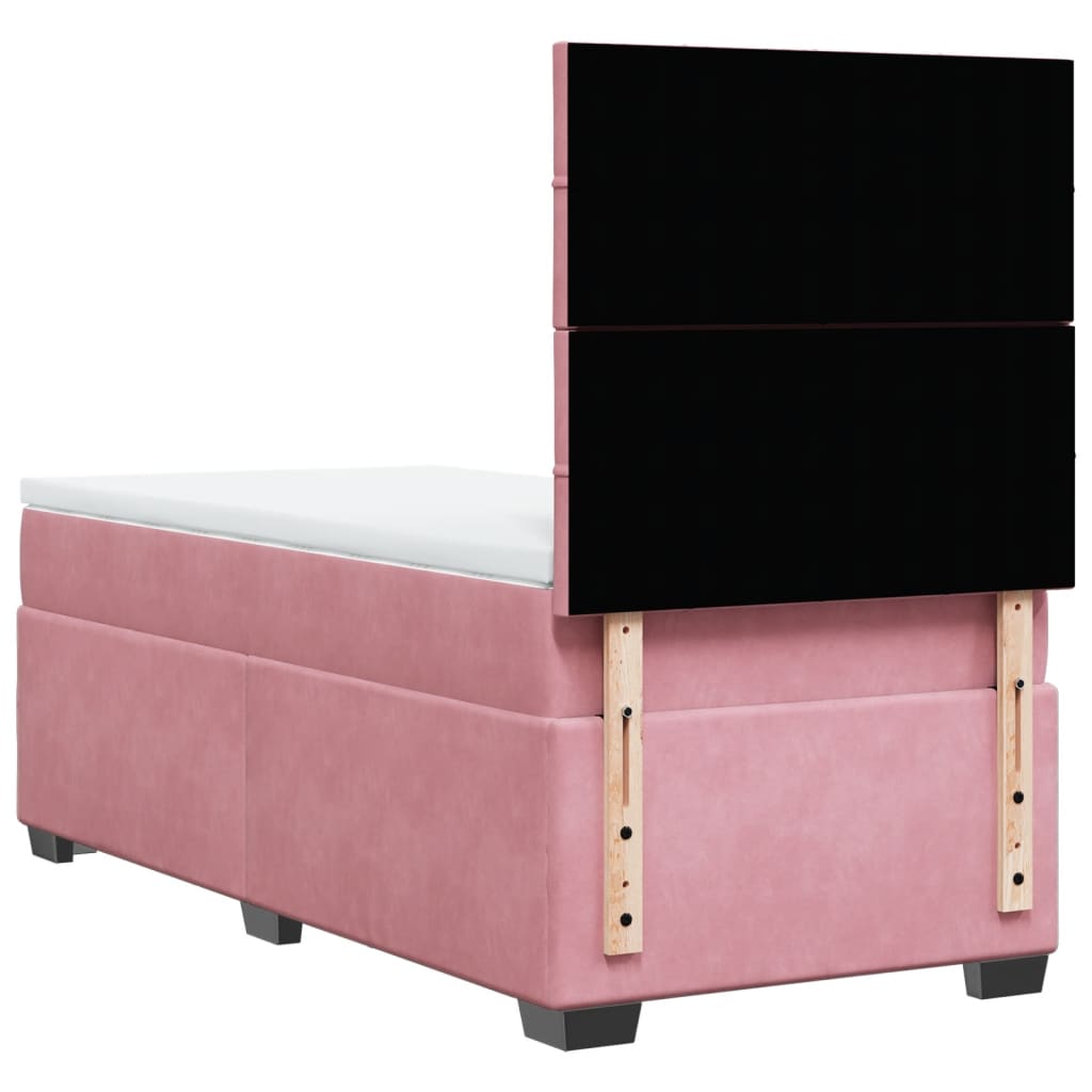 vidaXL Cama box spring con colchón terciopelo rosa 80x200 cm