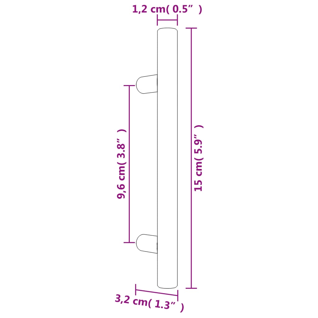 vidaXL Tiradores para armarios 10 uds acero inoxidable plateado 96 mm