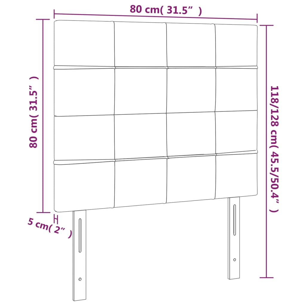 vidaXL Cabeceros 2 unidades de tela gris oscuro 80x5x78/88 cm