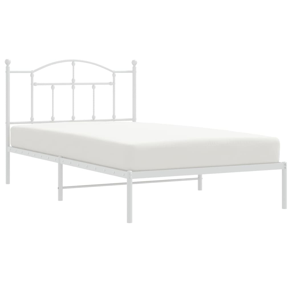 vidaXL Estructura de cama de metal con cabecero blanco 100x200 cm