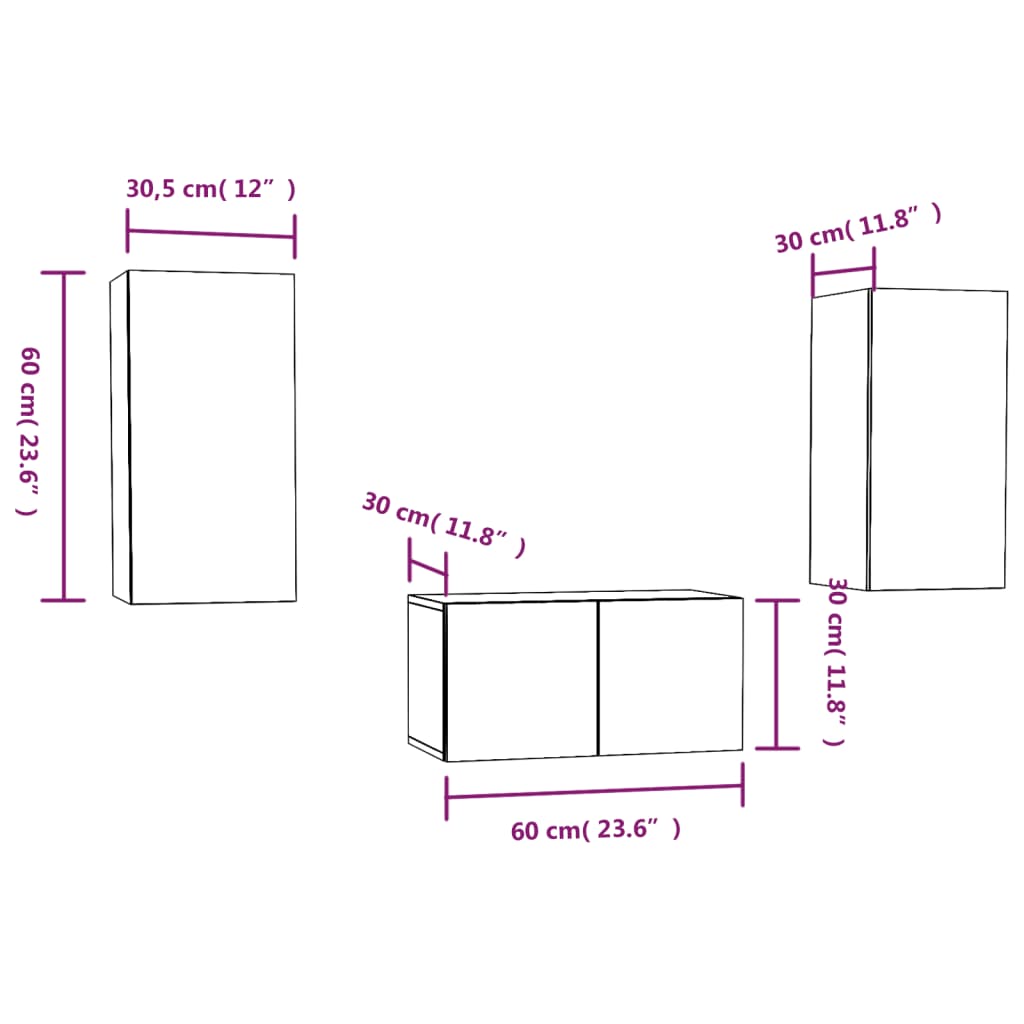 vidaXL Set de muebles para TV 3 pzas madera contrachapada roble marrón