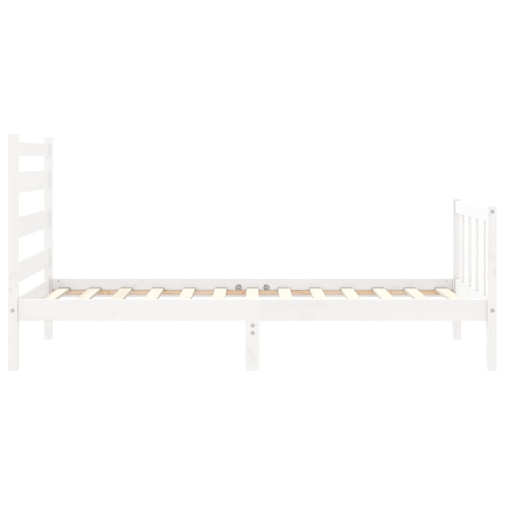 vidaXL Estructura de cama con cabecero madera maciza blanco 90x190 cm